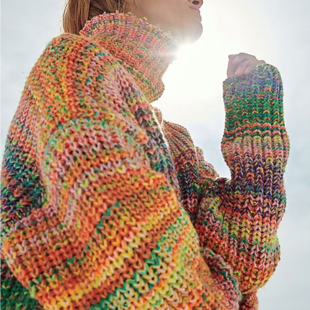 Free People Odyssey Multicolor Cowl Neck Sweater - RARE